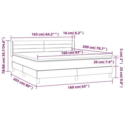 vidaXL Ramsäng med madrass ljusgrå 160x200 cm tyg