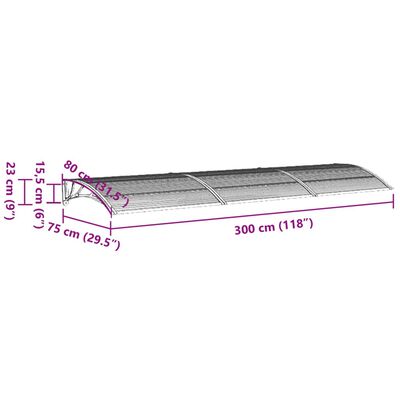 vidaXL Entrétak grå 300x75 cm polykarbonat