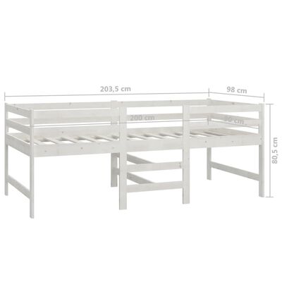 vidaXL Sängram utan madrass vit 90x200 cm massiv furu