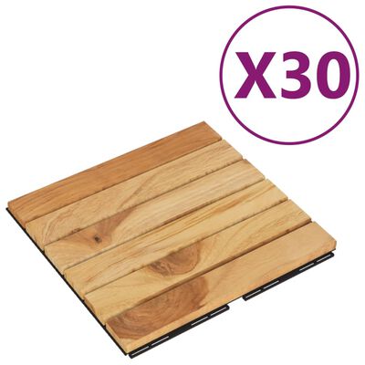 vidaXL Trall 30 st 30x30 cm massiv teak vertikalt mönster