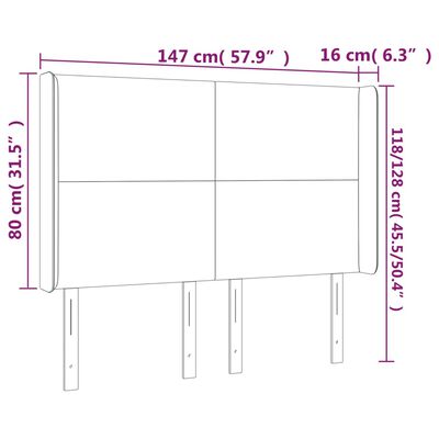 vidaXL Sänggavel LED grön 147x16x118/128 cm sammet