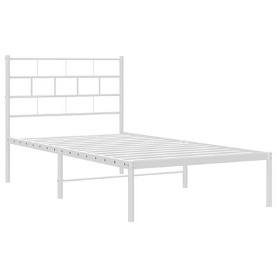 vidaXL Sängram med huvudgavel metall vit 100x200 cm