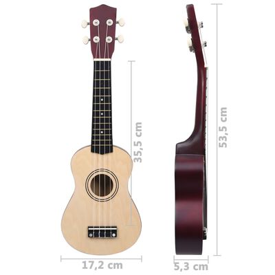 vidaXL Ukulele med väska för barn sopran ljust trä 21"