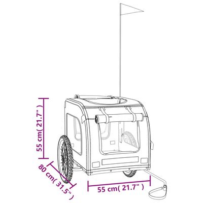 vidaXL Cykelvagn för djur orange och grå oxfordtyg och järn