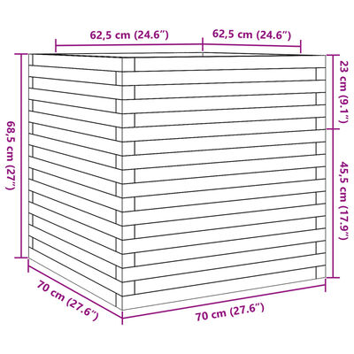 vidaXL Odlingslåda 70x70x68,5 cm impregnerat furu