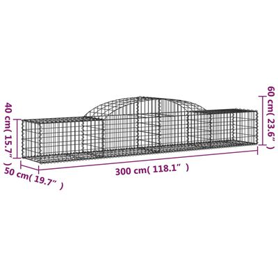 vidaXL Gabion bågformad 12 st 300x50x40/60 cm galvaniserat järn