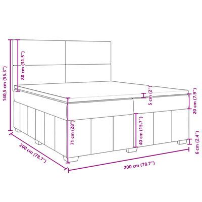 vidaXL Ramsäng med madrass mörkbrun 200x200 cm tyg