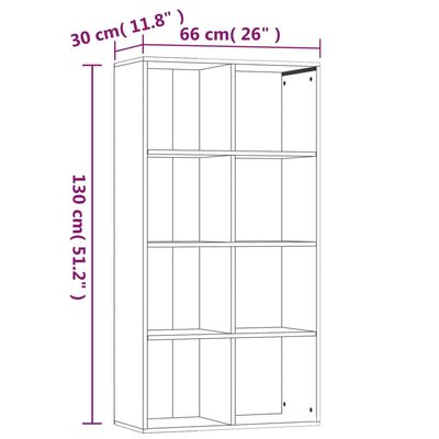 vidaXL Bokhylla/skänk rökfärgad ek 66x30x130 cm konstruerat trä