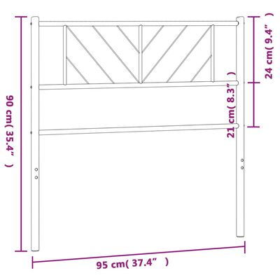 vidaXL Huvudgavel metall vit 90 cm