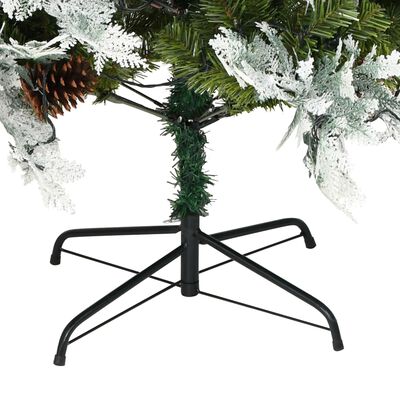 vidaXL Belyst julgran med kottar grön 195 cm PVC&PE