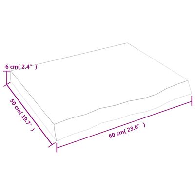 vidaXL Bordsskiva mörkbrun 60x50x(2-6) cm behandlad massiv ek