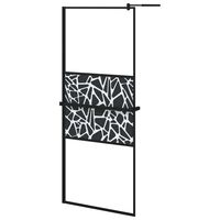 vidaXL Duschvägg med hylla svart 80x195 cm ESG-glas&aluminium