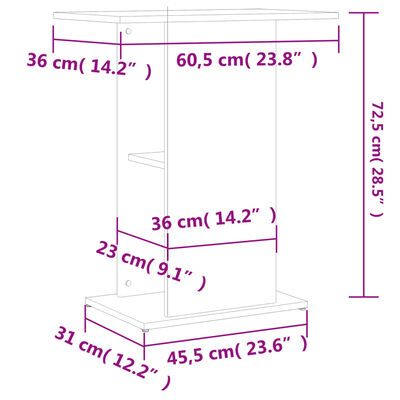 vidaXL Akvariebänk vit 60,5x36x72,5 cm konstruerat trä