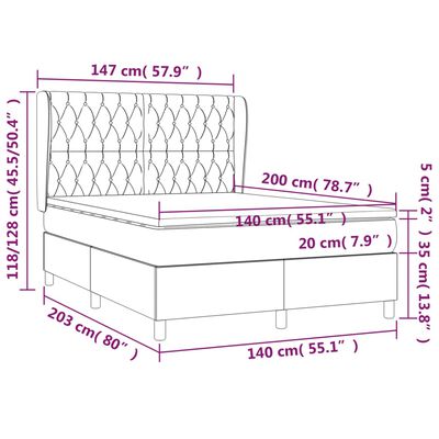 vidaXL Ramsäng med madrass ljusgrå 140x200 cm sammet