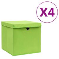 vidaXL Förvaringslådor med lock 4 st 28x28x28 cm grön