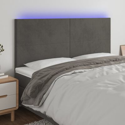 vidaXL Sänggavel LED mörkgrå 200x5x118/128 cm sammet