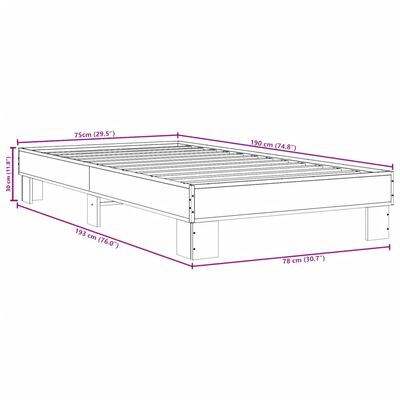 VidaXL Sängram svart 75x190 cm konstruerat trä och metall