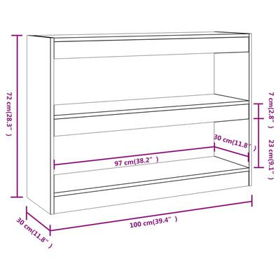 vidaXL Bokhylla/Rumsavdelare vit högglans 100x30x72 cm