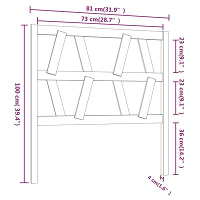 vidaXL Sänggavel honungsbrun 81x4x100 cm massiv furu