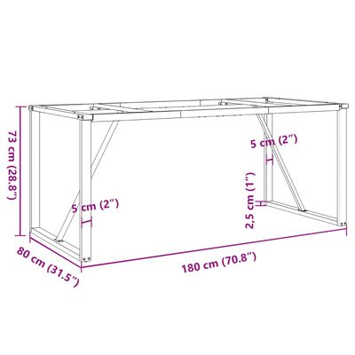 vidaXL Bordsben för matbord O-ram 180x80x73 cm gjutjärn