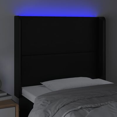 vidaXL Sänggavel LED svart 83x16x118/128 cm konstläder