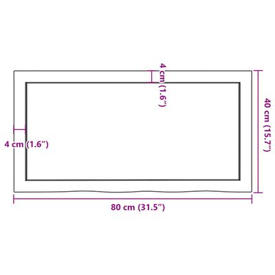 vidaXL Bordsskiva 80x40x(2-4) cm obehandlad massiv ek