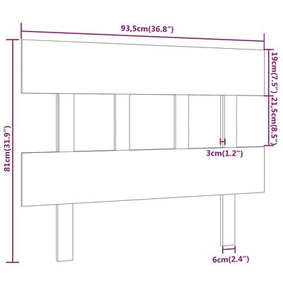 vidaXL Sänggavel svart 93,5x3x81 cm massiv furu