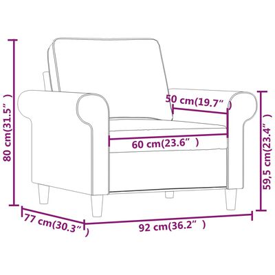 vidaXL Fåtölj gräddvit 60 cm tyg