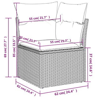 vidaXL Soffgrupp för trädgården med dynor 5 delar beige konstrotting