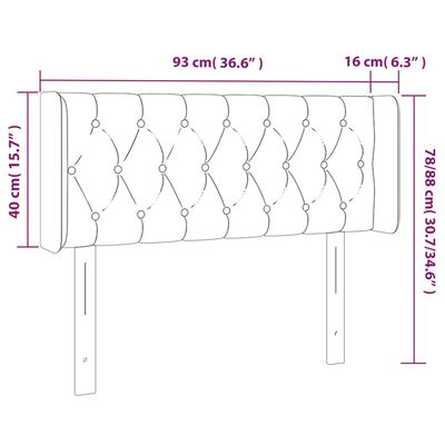 vidaXL Sänggavel LED mörkgrå 93x16x78/88 cm tyg