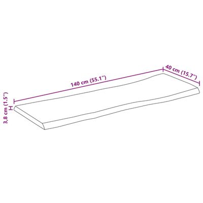 vidaXL Bordsskiva 140x40x3,8 cm levande kant massivt mangoträ