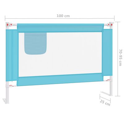 vidaXL Sängskena för barn blå 100x25 cm tyg