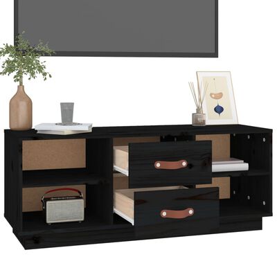 vidaXL Tv-bänk svart 100x34x40 cm massiv furu