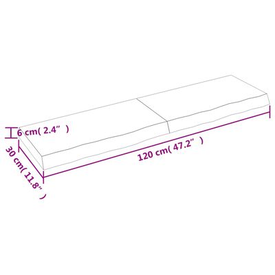 vidaXL Vägghylla mörkbrun 120x30x(2-6) cm behandlad massiv ek