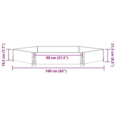 vidaXL Pallkrage sexhörning svart 160x160 cm massiv furu