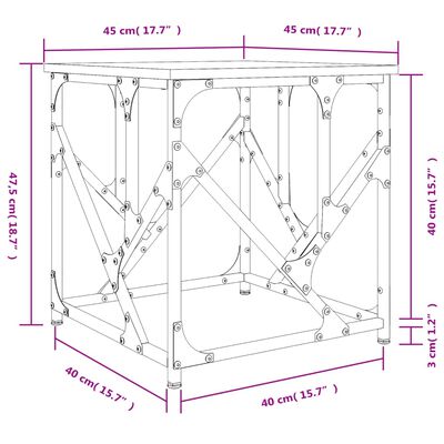 vidaXL Soffbord rökfärgad ek 45x45x47,5 cm konstruerat trä