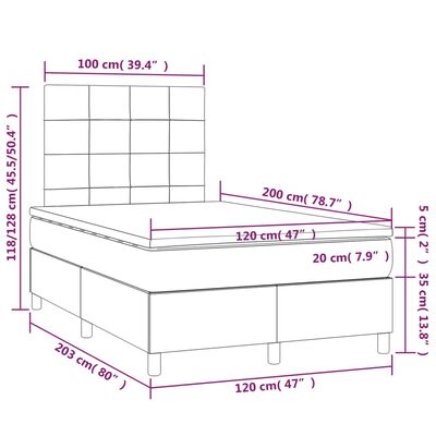 vidaXL Ramsäng med madrass & LED blå 120x200 cm tyg