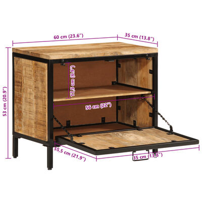 vidaXL Skoskåp 60x35x53 cm massivt grovt mangoträ