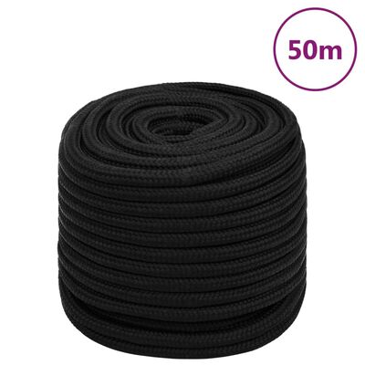 vidaXL Rep svart 18 mm 50 m polyester