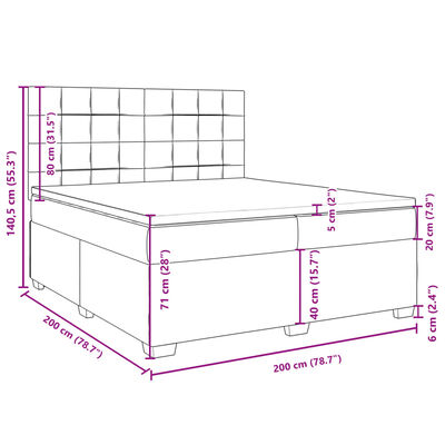 vidaXL Ramsäng med madrass mörkgrå 200x200 cm sammet