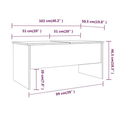 vidaXL Soffbord sonoma-ek 102x50,5x46,5 cm konstruerat trä