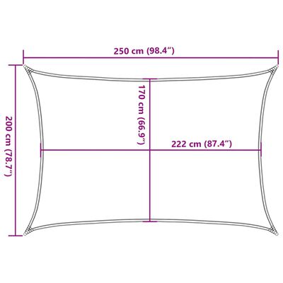 vidaXL Solsegel ljusgrå 2,5x2 m 100% polyesteroxford