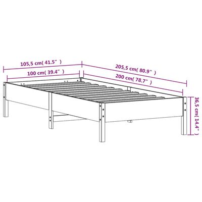 vidaXL Sängram utan madrass vaxbrun 100x200 cm massiv furu