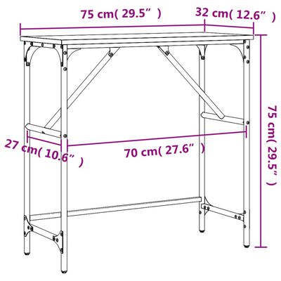 vidaXL Avlastningsbord sonoma-ek 75x32x75 cm konstruerat trä