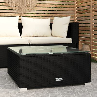 vidaXL Trädgårdsbord svart 60x60x30 cm konstrotting och glas