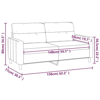 vidaXL 2-sitssoffa vinröd 140 cm tyg