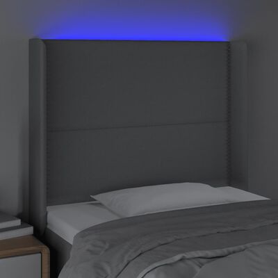 vidaXL Sänggavel LED ljusgrå 83x16x118/128 cm tyg