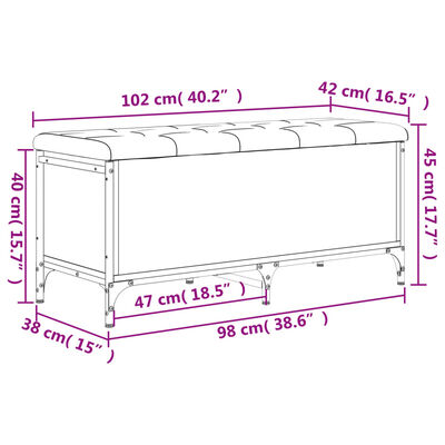 vidaXL Förvaringsbänk sonoma-ek 102x42x45 cm konstruerat trä