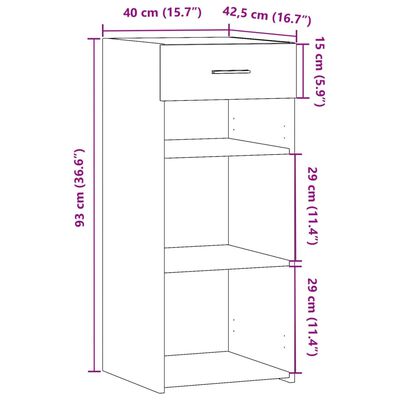 vidaXL Skänk rökfärgad ek 40x42,5x93 cm konstruerat trä