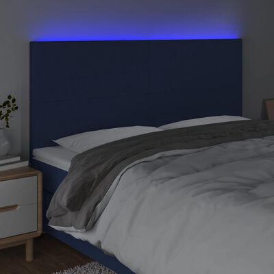 vidaXL Sänggavel LED blå 180x5x118/128 cm tyg